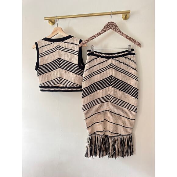 EXPRESS Crochet Striped Fringe Two Piece Skirt Set Size XS / M - Picture 9 of 9